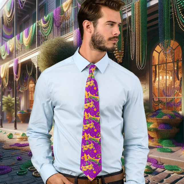 Mardi Gras Mask Lilie Beads King Cake Krawatte (Von Creator hochgeladen)