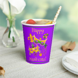 Mardi Gras Mask Lilie Beads King Cake Pappbecher