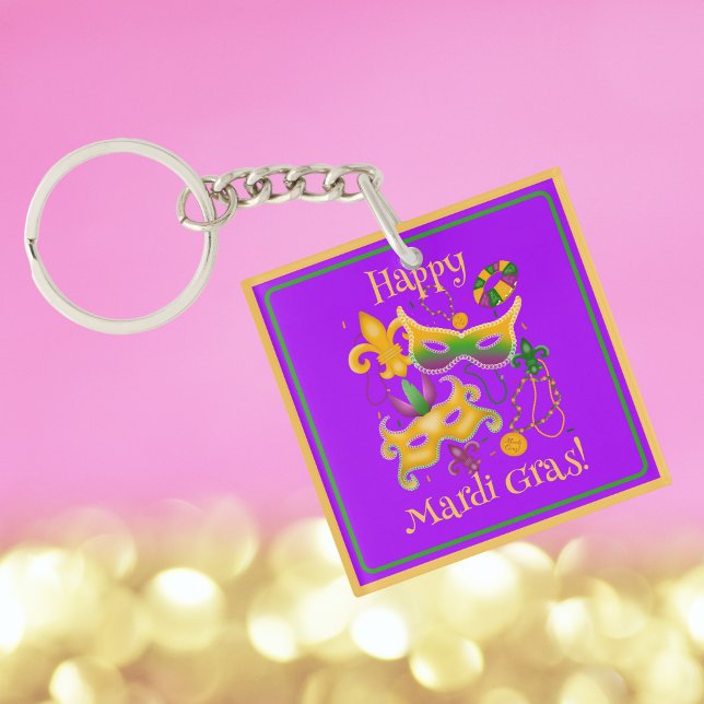 Mardi Gras Mask Lilie Beads King Cake Schlüsselanhänger (Von Creator hochgeladen)