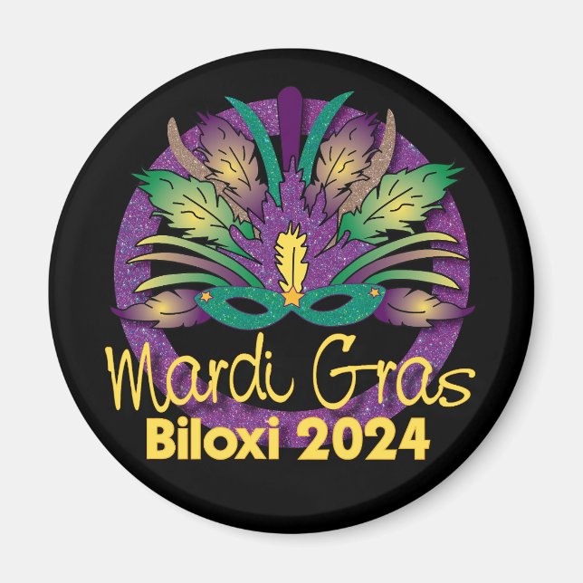 Mardi Gras Mask Magnet - 2024 - Biloxi, MS (Vorne)