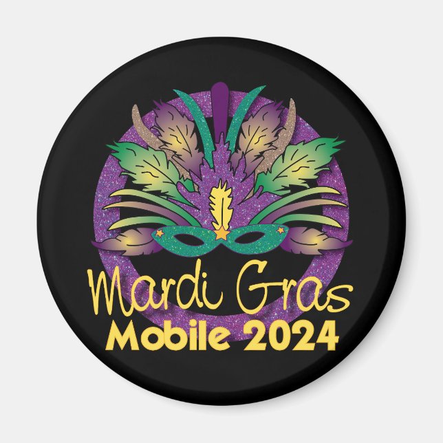 Mardi Gras Mask Magnet - 2024 - Mobile, AL (Vorne)