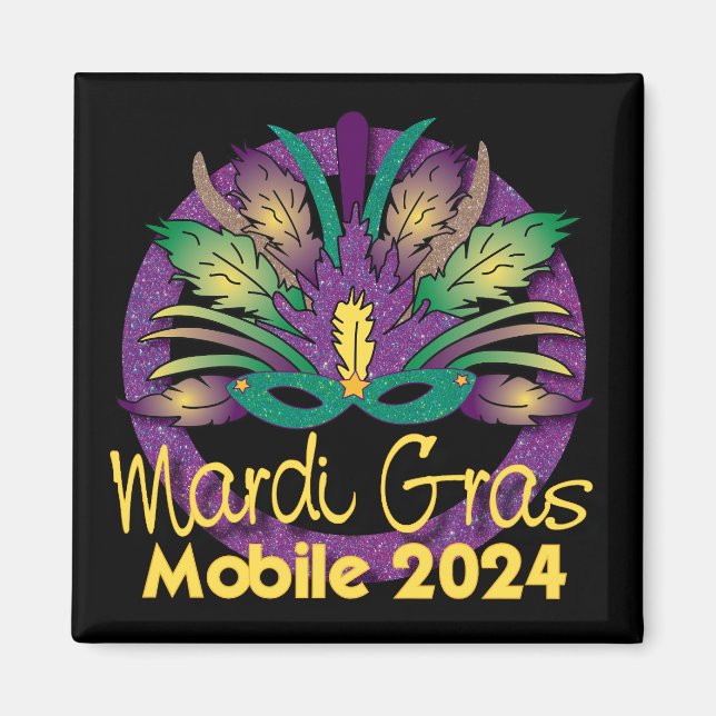 Mardi Gras Mask Magnet - 2024 - Mobile, AL (Vorne)