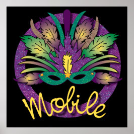 Mardi Gras Mask Poster - Mobile, AL