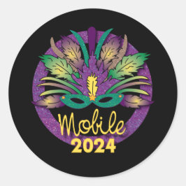 Mardi Gras Mask Sticker -2024 - Mobile, AL