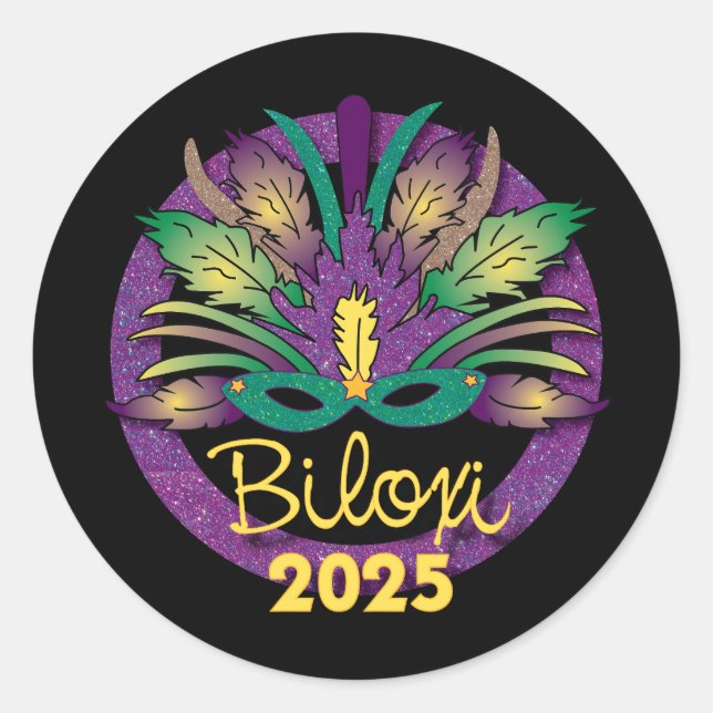 Mardi Gras Mask Sticker - 2025 - Biloxi, MS (Vorderseite)