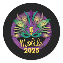 Mardi Gras Mask Sticker -2025 - Mobile, AL