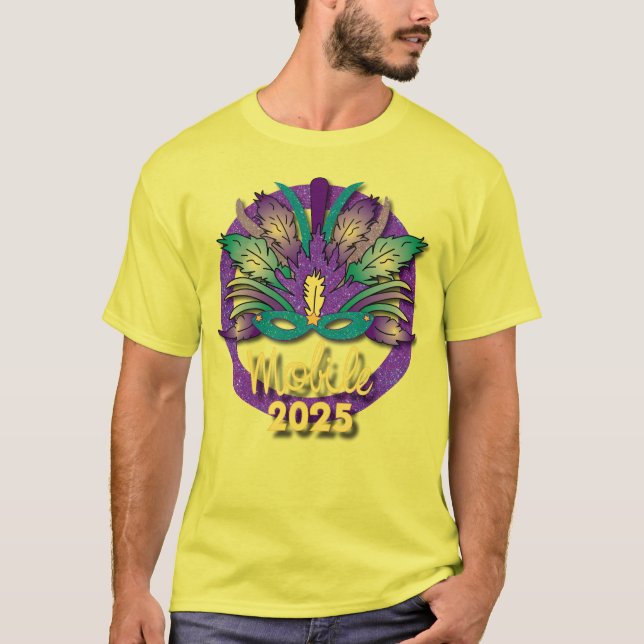 Mardi Gras Mask T - Shirt 2025 - Mobile, AL (Vorderseite)