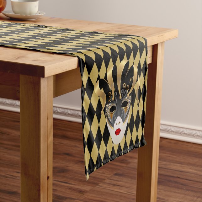 Mardi Gras Mask Table Runner Kurzer Tischläufer (Beispiel)