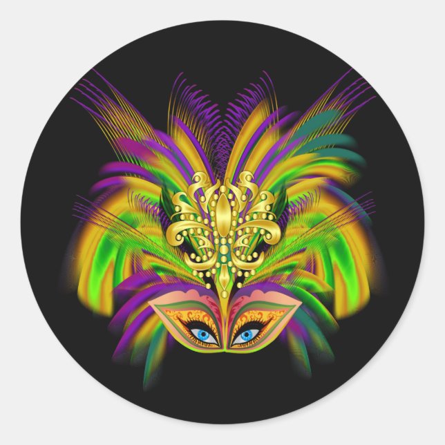 Mardi-Gras-Mask-The-Queen-V-2 Runder Aufkleber (Vorderseite)
