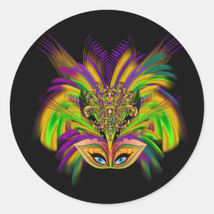 Mardi-Gras-Mask-The-Queen-V-3 Runder Aufkleber
