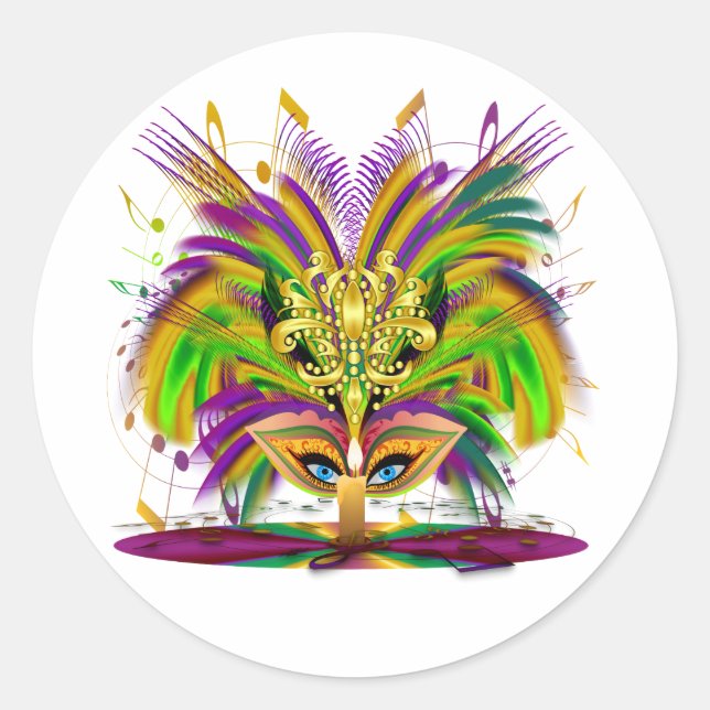 Mardi-Gras-Mask-The-Queen-V-4 Runder Aufkleber (Vorderseite)