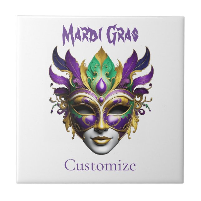 Mardi Gras Mask Thunder_Cove Fliese (Vorderseite)
