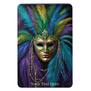 Mardi Gras Maske Beads Karneval Custom Text Magnet