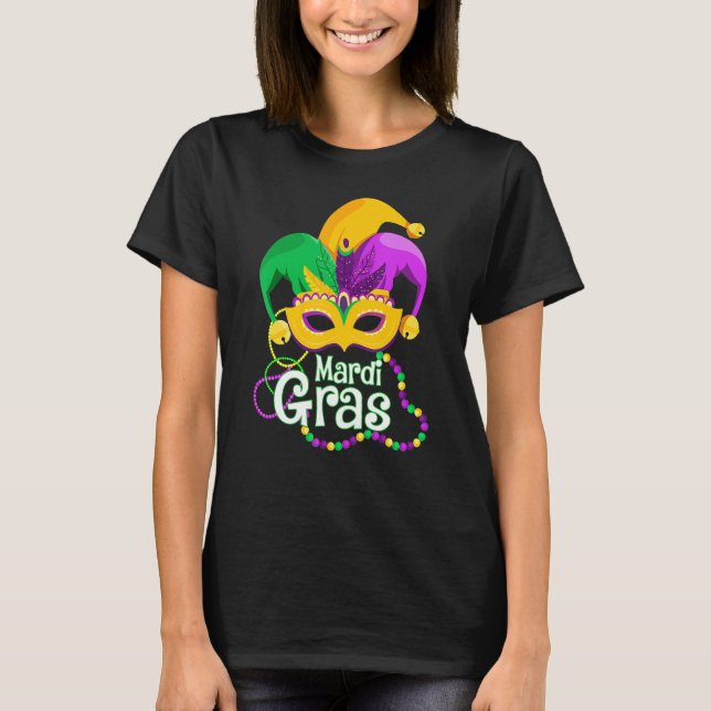 Mardi Gras Maske Beads Mardi Gras Festival T-Shirt (Vorderseite)