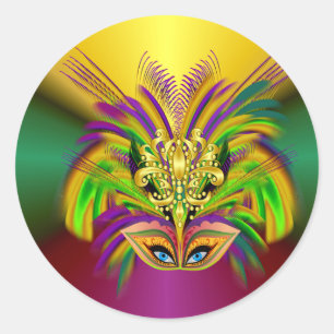 Mardi-Gras-Maske-D-Königin Runder Aufkleber