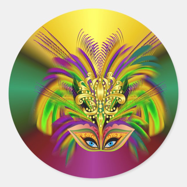 Mardi-Gras-Maske-Die Königin Runder Aufkleber (Vorderseite)