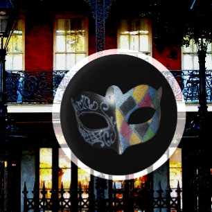 Mardi Gras-Maske Harlekin, Schnörkelmuster  Button