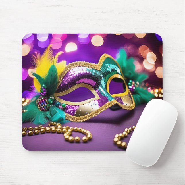 Mardi Gras Maske mit Bokeh Lighting Mousepad (Mit Mouse)