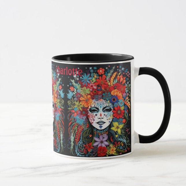 Mardi Gras Maske Name Blume hinzufügen Adresse Tasse (Rechts)