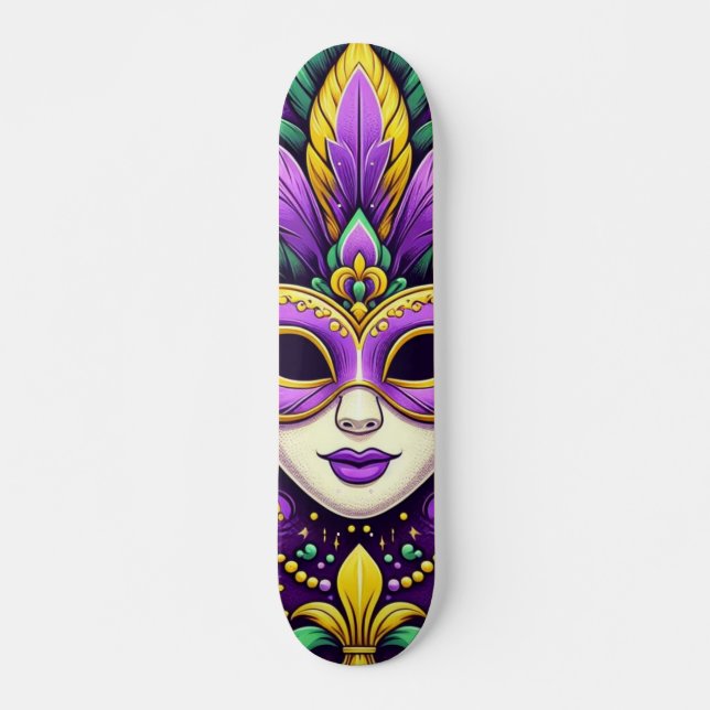 Mardi Gras maske/perlen/Lilie Skateboard (Vorne)