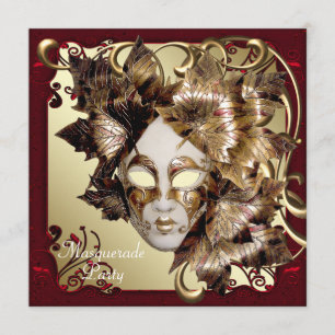 Mardi Gras Maske Rot Schwarz Gold Maskenball Einladung