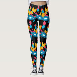 Mardi Gras Maske und Confetti Leggings
