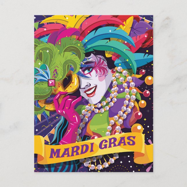 Mardi Gras Masked Poster Postkarte (Vorderseite)