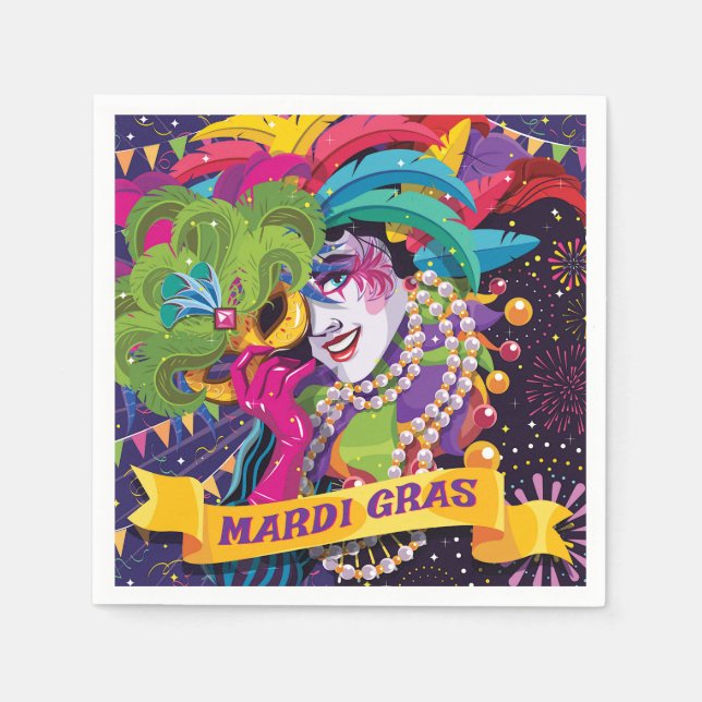 Mardi Gras Masked Poster Serviette (Vorderseite)