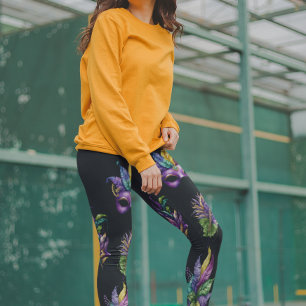 Mardi Gras Masken Muster Blätter Wasserfarben Leggings