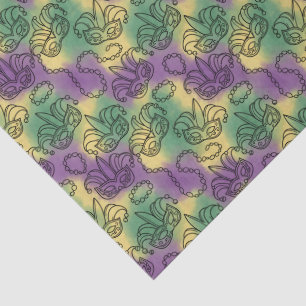 Mardi Gras-Masken und -Perlen im Doodle-Art-Stil Seidenpapier