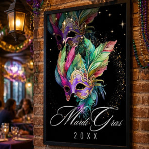 Mardi Gras Maskenball-Maske Schwarzes Poster