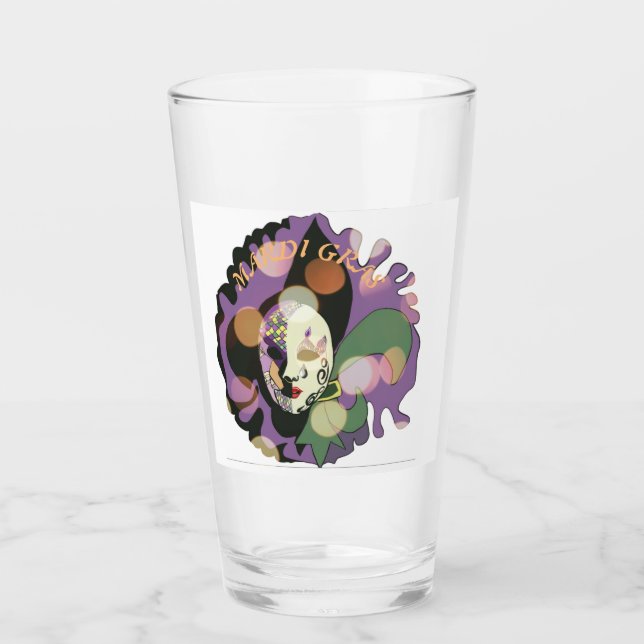 Mardi Gras Maskendesign farbenfroh Glas (Vorderseite)