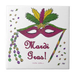 Mardi Gras Maskenfederperlen Fliese