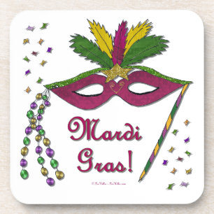 Mardi Gras Maskenfederperlen Untersetzer