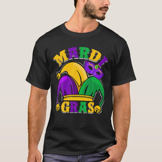 Mardi Gras Maskenperlen Funny Carnival Party Fraue T-Shirt (Vorderseite)