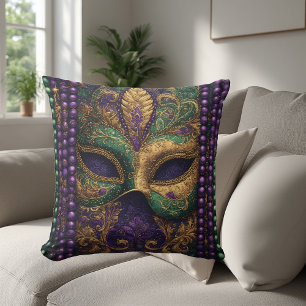 Mardi Gras Maskerade Maske Gold Perle Fleur-de-Lis Kissen