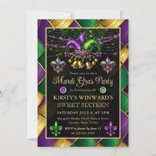 Mardi Gras Maskerade Sweet Sixteen Einladung