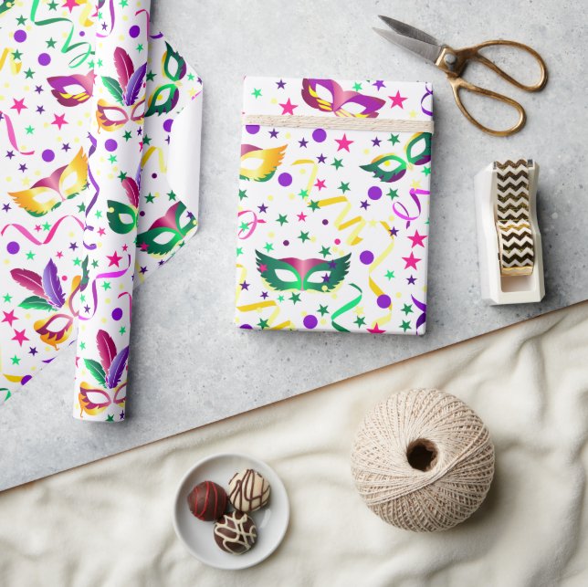 Mardi Gras Masks Geschenkpapier (Kunsthandwerk)