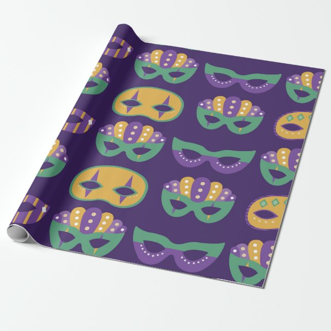 Mardi Gras Masks Geschenkpapier (Ungerollt)