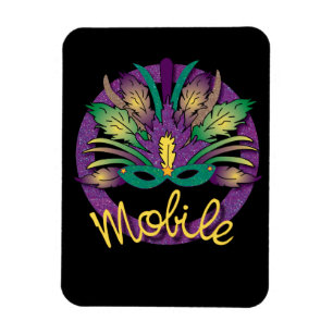Mardi Gras Masque Magnet - Mobile, AL