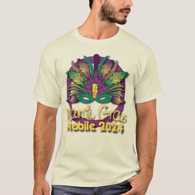 Mardi Gras Masque T-shirt 2024 - Mobile, AL (blanc (Devant)
