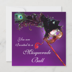 MARDI GRAS MASQUERADE BALL lila rosa fuchsia Einladung