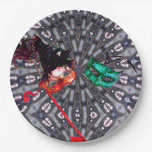 MARDI GRAS MASQUERADE BALL MASK Blau rosa lila Pappteller