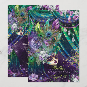 Mardi Gras Masquerade Birthday Party Invitations Einladung