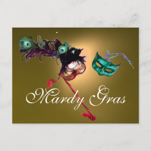 MARDI GRAS MASQUERADE Edelgelb Postkarte