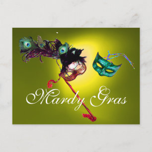 MARDI GRAS MASQUERADE Edelgelb Postkarte