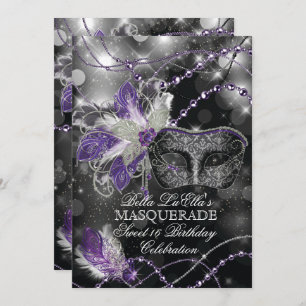 Mardi Gras Masquerade Invitation de fête d'anniver