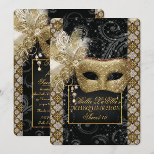 Mardi Gras Masquerade Invitation de fête d'anniver