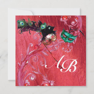 MARDI GRAS MASQUERADE ,MAGIC BERRIES MONOGRAM Seid Einladung