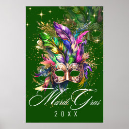Mardi Gras Masquerade Mask | Grünes Poster
